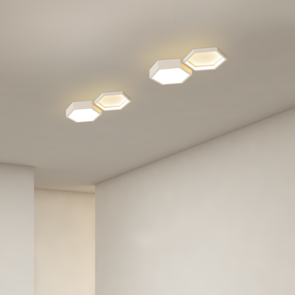 Modern Minimalist Hexagon Silicone Acrylic Aluminum Iron LED Flush Mount Ceiling Light For Living Room - Image 8