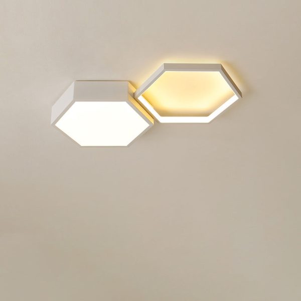 Modern Minimalist Hexagon Silicone Acrylic Aluminum Iron LED Flush Mount Ceiling Light For Living Room - Image 10
