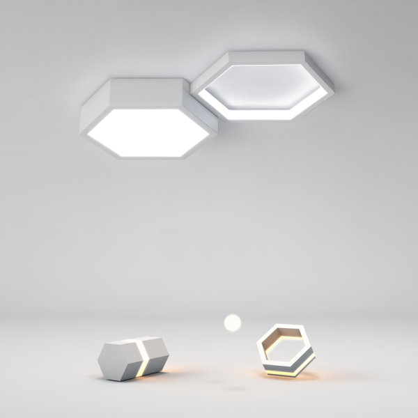 Modern Minimalist Hexagon Silicone Acrylic Aluminum Iron LED Flush Mount Ceiling Light For Living Room - Image 3