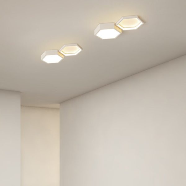 Modern Minimalist Hexagon Silicone Acrylic Aluminum Iron LED Flush Mount Ceiling Light For Living Room - Image 9