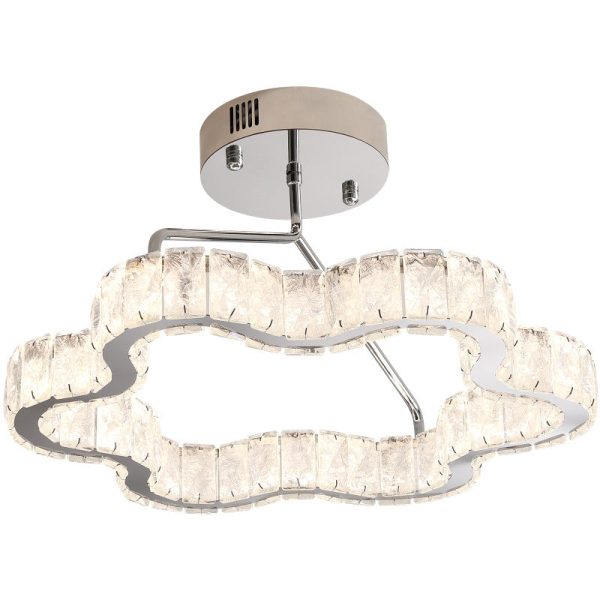 Contemporary Nordic Cloud Shape Stainless Steel Crystal LED Semi-Flush Mount Ceiling Light For Bedroom - Image 11