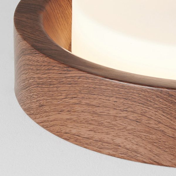 Contemporary Nordic Round Wood Iron Glass LED Flush Mount Ceiling Light For Hallways - Image 11