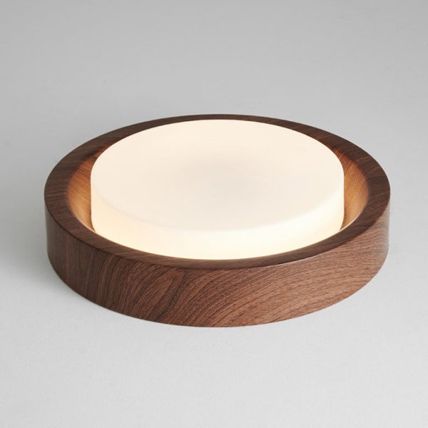 Contemporary Nordic Round Wood Iron Glass LED Flush Mount Ceiling Light For Hallways - Image 13