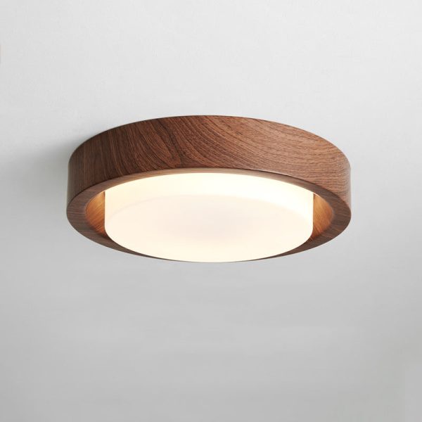 Contemporary Nordic Round Wood Iron Glass LED Flush Mount Ceiling Light For Hallways - Image 22