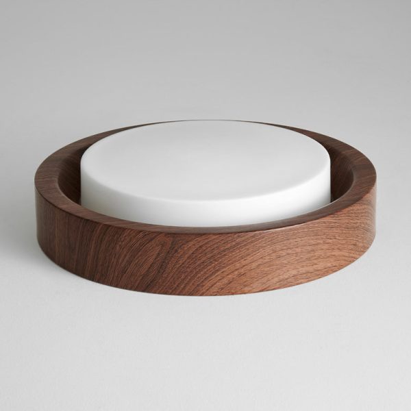 Contemporary Nordic Round Wood Iron Glass LED Flush Mount Ceiling Light For Hallways - Image 12