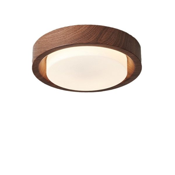 Contemporary Nordic Round Wood Iron Glass LED Flush Mount Ceiling Light For Hallways - Image 24