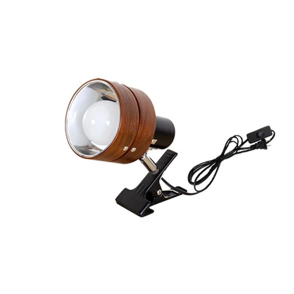 Traditional Japanese Round Clip Wood Iron Acrylic 1-Light Table Lamp For Bedroom - Image 10