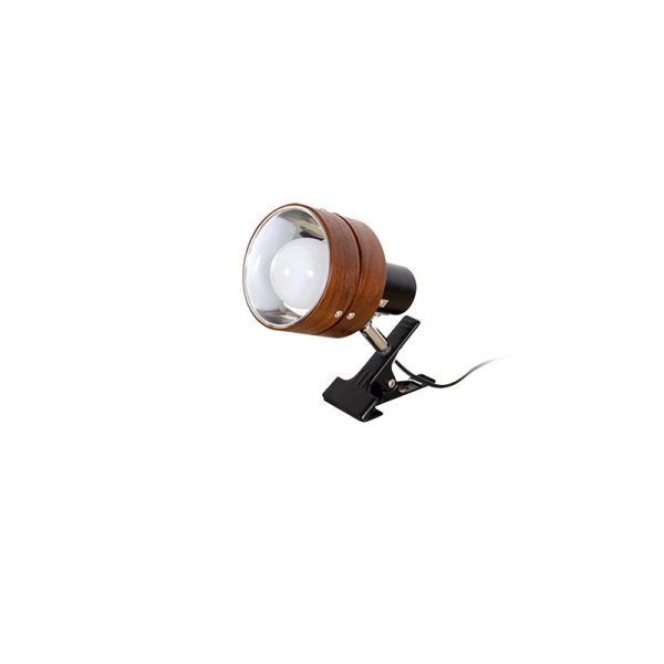 Traditional Japanese Round Clip Wood Iron Acrylic 1-Light Table Lamp For Bedroom - Image 11