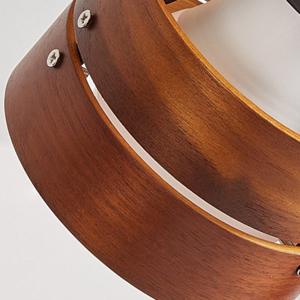 Traditional Japanese Round Clip Wood Iron Acrylic 1-Light Table Lamp For Bedroom - Image 5