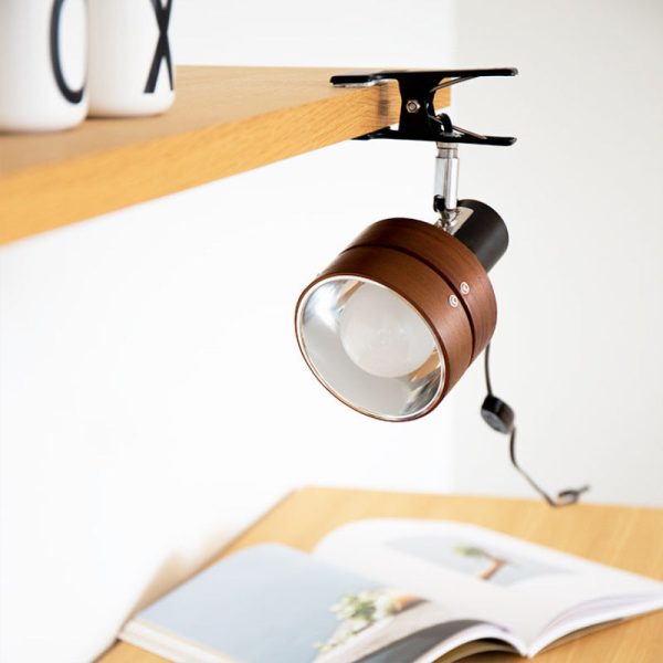 Traditional Japanese Round Clip Wood Iron Acrylic 1-Light Table Lamp For Bedroom - Image 2