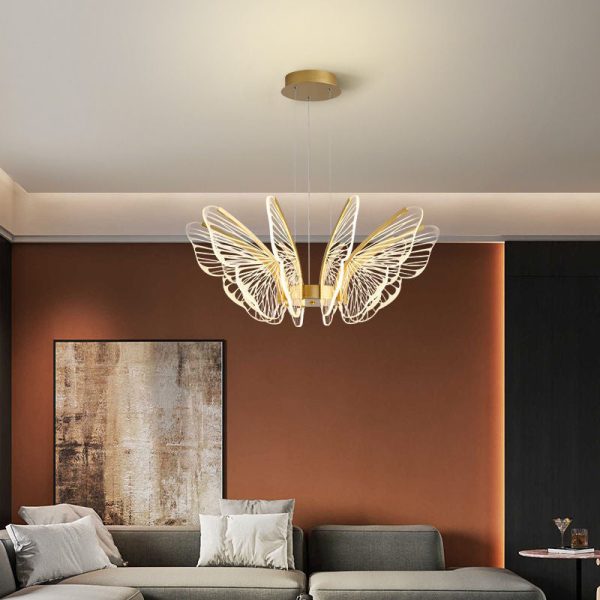 Contemporary Creative Butterfly Iron Aluminum Acrylic LED Pendant Light For Living Room - Image 15