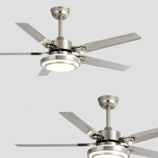 Contemporary Industrial Round Rectangular Fan Blade Iron LED Downrods Ceiling Fan Light For Living Room - Image 15