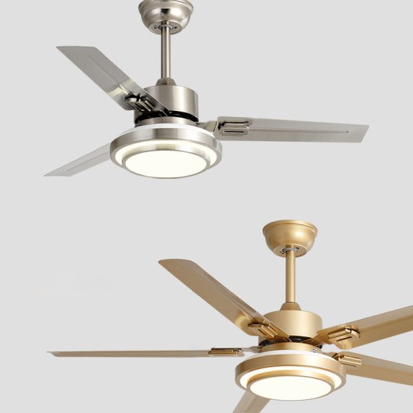 Contemporary Industrial Round Rectangular Fan Blade Iron LED Downrods Ceiling Fan Light For Living Room - Image 14