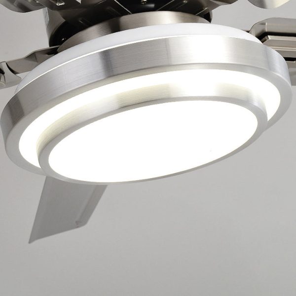 Contemporary Industrial Round Rectangular Fan Blade Iron LED Downrods Ceiling Fan Light For Living Room - Image 8