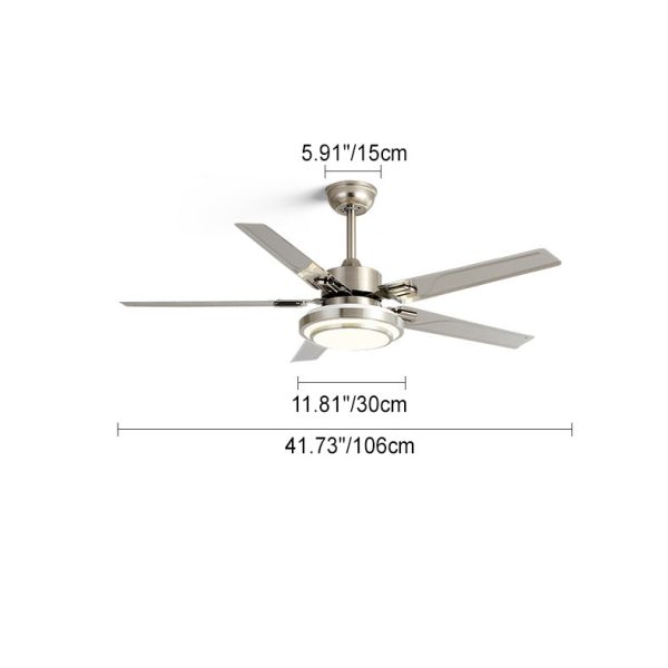 Contemporary Industrial Round Rectangular Fan Blade Iron LED Downrods Ceiling Fan Light For Living Room - Image 4