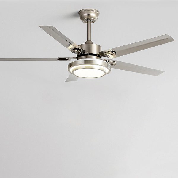 Contemporary Industrial Round Rectangular Fan Blade Iron LED Downrods Ceiling Fan Light For Living Room - Image 17