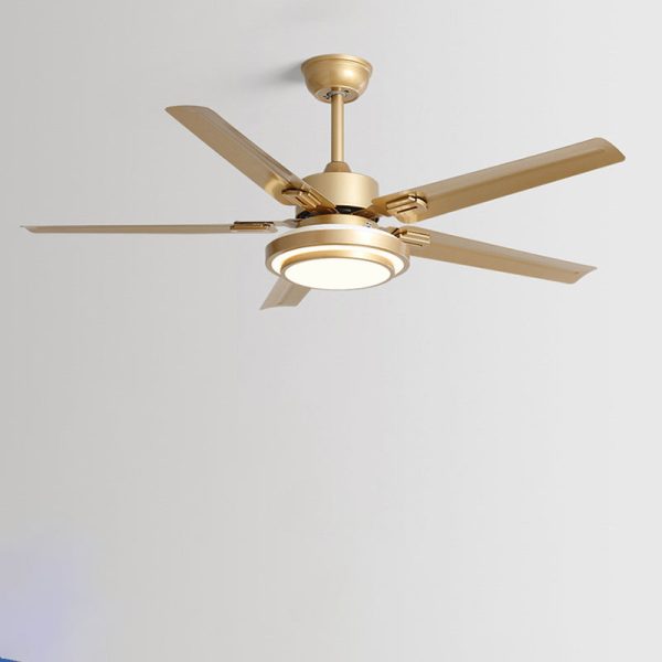Contemporary Industrial Round Rectangular Fan Blade Iron LED Downrods Ceiling Fan Light For Living Room - Image 18