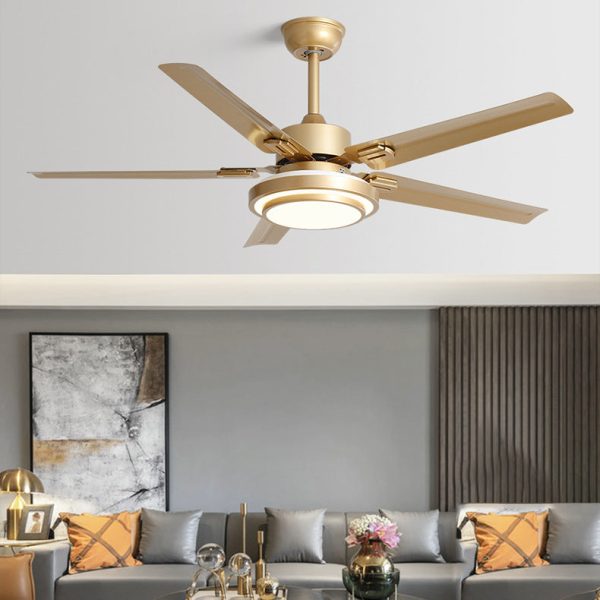 Contemporary Industrial Round Rectangular Fan Blade Iron LED Downrods Ceiling Fan Light For Living Room - Image 3