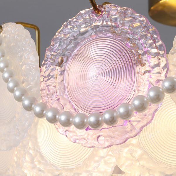 Contemporary Creative Kids Round Piece Pearl Hardware Glass 5/8 Light Semi-Flush Mount Ceiling Light For Bedroom - Image 7