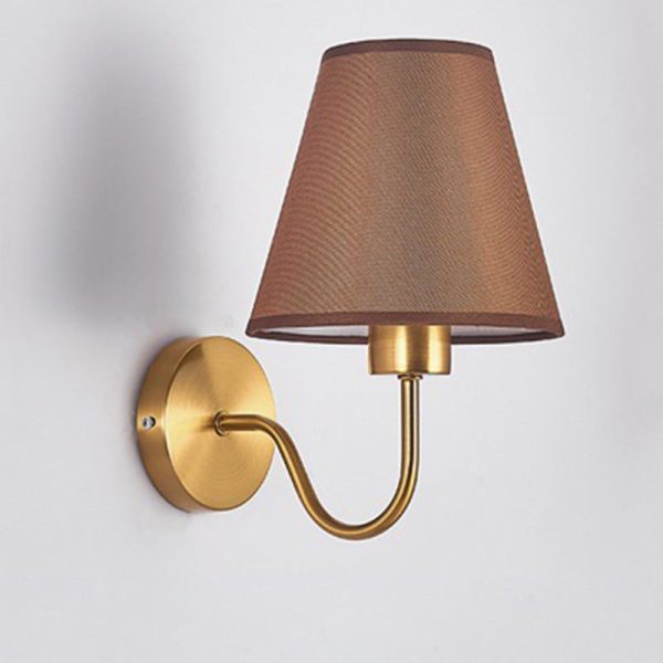 Contemporary Nordic Round Curved Rod Iron Fabric Shade 1-Light Wall Sconce Lamp For Living Room - Image 14