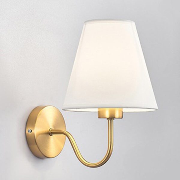 Contemporary Nordic Round Curved Rod Iron Fabric Shade 1-Light Wall Sconce Lamp For Living Room - Image 16