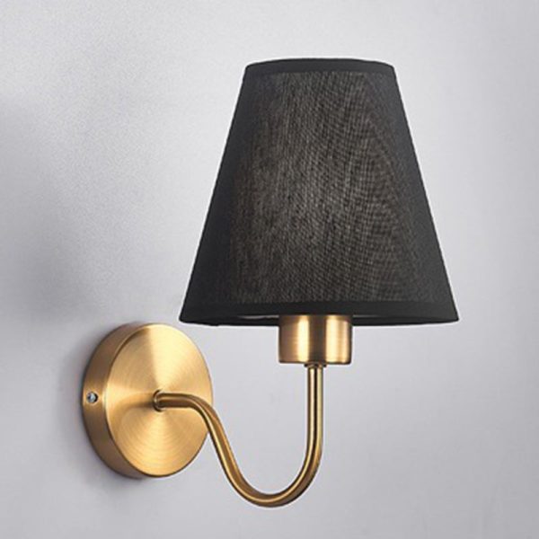 Contemporary Nordic Round Curved Rod Iron Fabric Shade 1-Light Wall Sconce Lamp For Living Room - Image 7