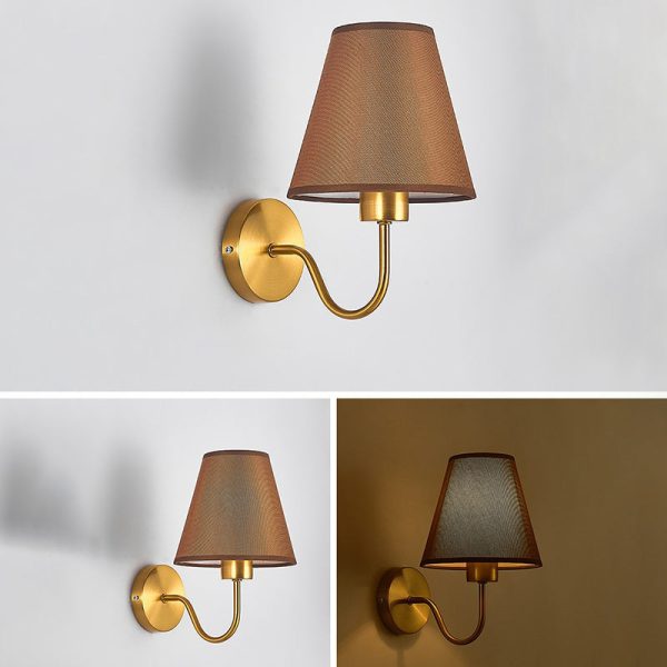 Contemporary Nordic Round Curved Rod Iron Fabric Shade 1-Light Wall Sconce Lamp For Living Room - Image 10
