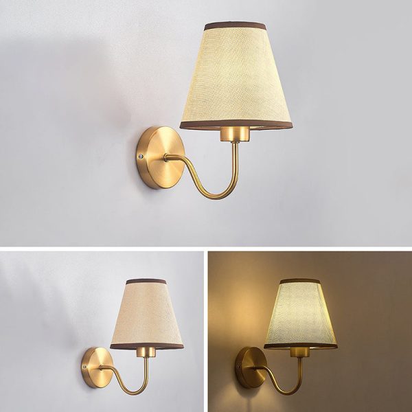 Contemporary Nordic Round Curved Rod Iron Fabric Shade 1-Light Wall Sconce Lamp For Living Room - Image 11