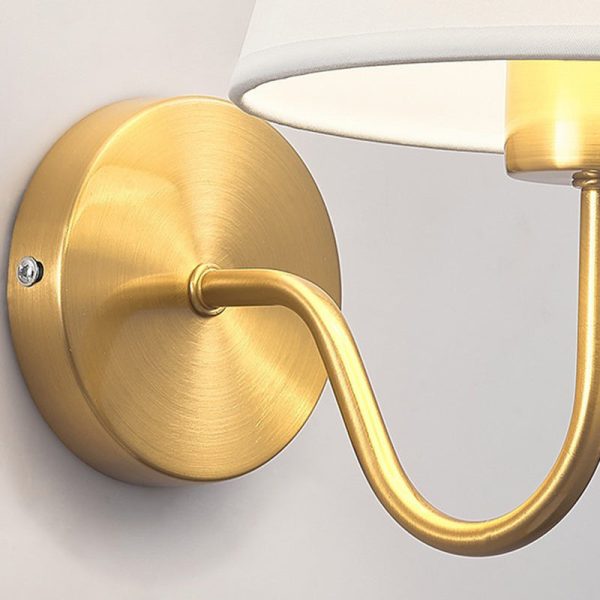 Contemporary Nordic Round Curved Rod Iron Fabric Shade 1-Light Wall Sconce Lamp For Living Room - Image 6
