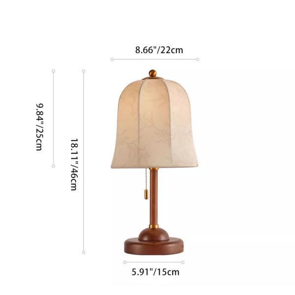 Traditional French Dome Solid Wood Base Flower Patterned Fabric 1-Light Table Lamp For Bedroom - Image 4