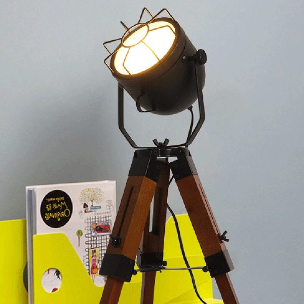 Traditional Vintage Tripod Base Cylinder Iron Wood 1-Light Table Lamp For Bedroom - Image 13