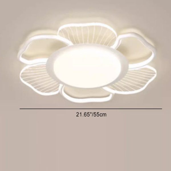 Modern Minimalist Round Flower Iron Plastic LED Flush Mount Ceiling Light For Bedroom - Image 4