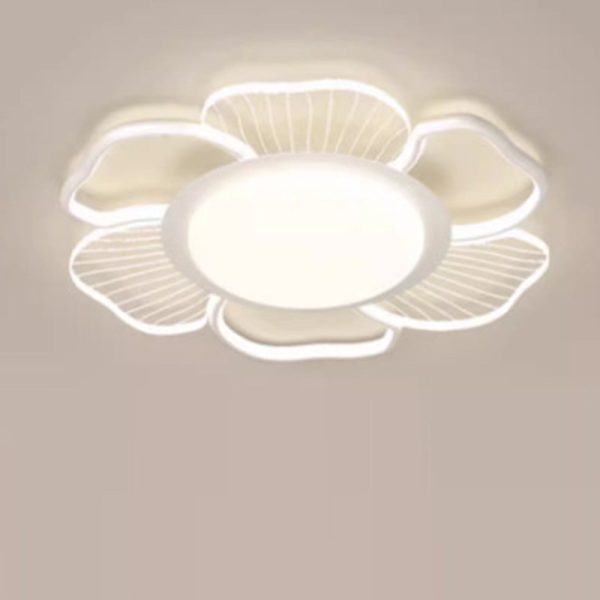 Modern Minimalist Round Flower Iron Plastic LED Flush Mount Ceiling Light For Bedroom - Image 3