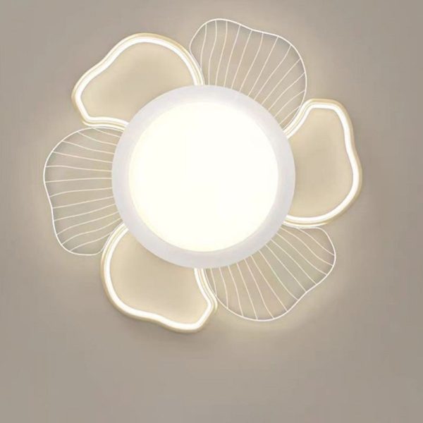 Modern Minimalist Round Flower Iron Plastic LED Flush Mount Ceiling Light For Bedroom - Image 6