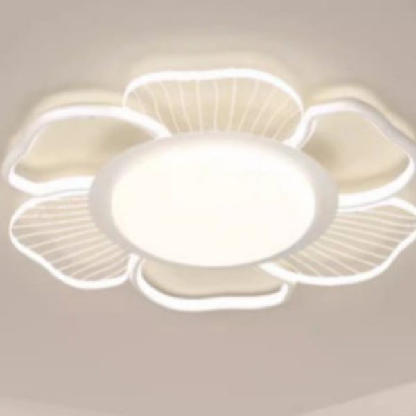 Modern Minimalist Round Flower Iron Plastic LED Flush Mount Ceiling Light For Bedroom - Image 2