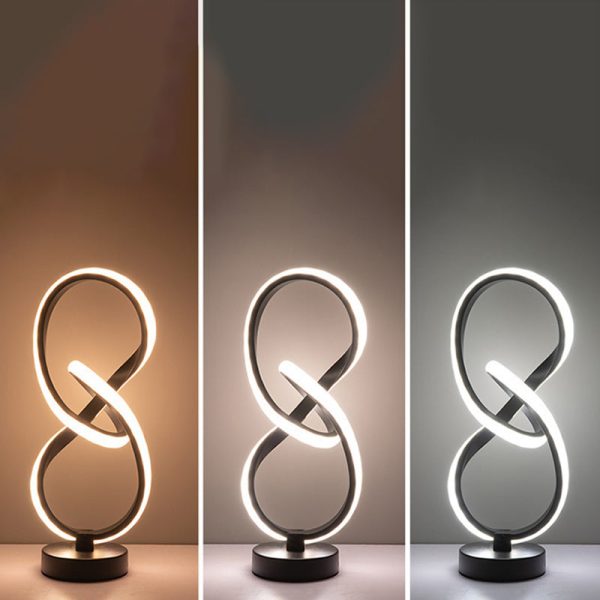 Modern Simplicity Irregular Lines Aluminum Silicone LED Table Lamp For Bedroom - Image 13