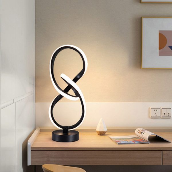 Modern Simplicity Irregular Lines Aluminum Silicone LED Table Lamp For Bedroom - Image 24