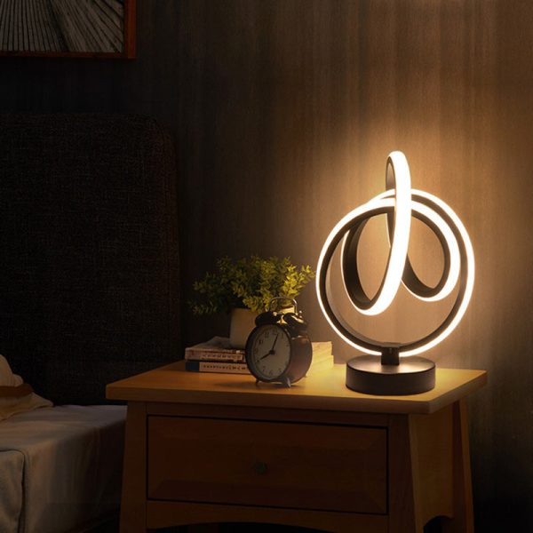 Modern Simplicity Irregular Lines Aluminum Silicone LED Table Lamp For Bedroom - Image 3