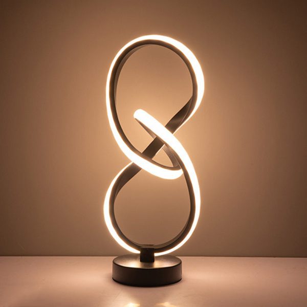 Modern Simplicity Irregular Lines Aluminum Silicone LED Table Lamp For Bedroom - Image 26