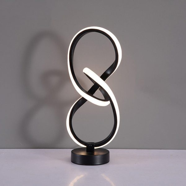 Modern Simplicity Irregular Lines Aluminum Silicone LED Table Lamp For Bedroom - Image 16