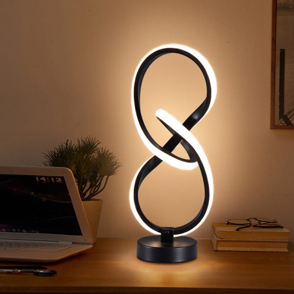 Modern Simplicity Irregular Lines Aluminum Silicone LED Table Lamp For Bedroom - Image 2