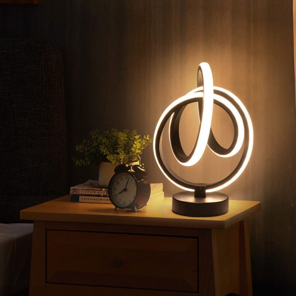 Modern Simplicity Irregular Lines Aluminum Silicone LED Table Lamp For Bedroom - Image 22