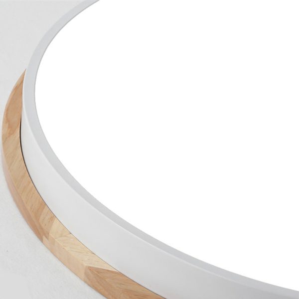 Contemporary Nordic Round Wood Iron Frame Acrylic Shade LED Flush Mount Ceiling Light For Bedroom - Image 8