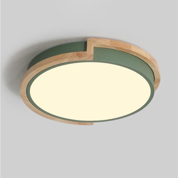 Contemporary Nordic Round Wood Iron Frame Acrylic Shade LED Flush Mount Ceiling Light For Bedroom - Image 17