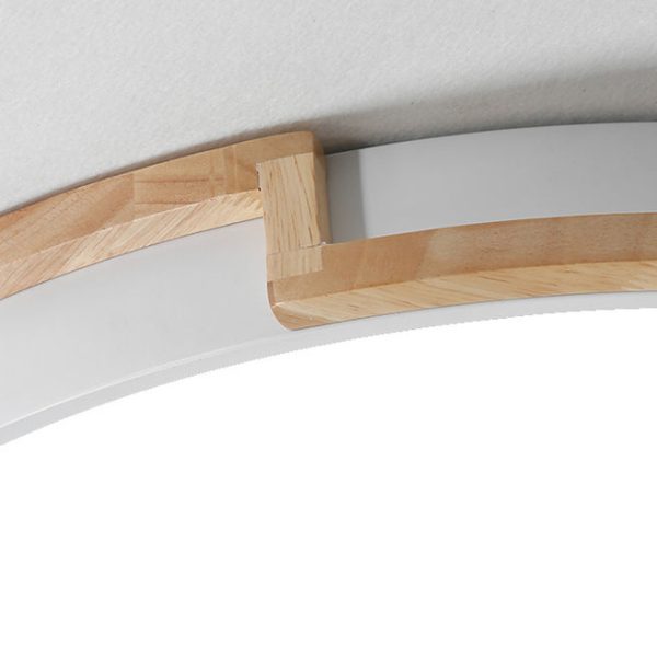 Contemporary Nordic Round Wood Iron Frame Acrylic Shade LED Flush Mount Ceiling Light For Bedroom - Image 9