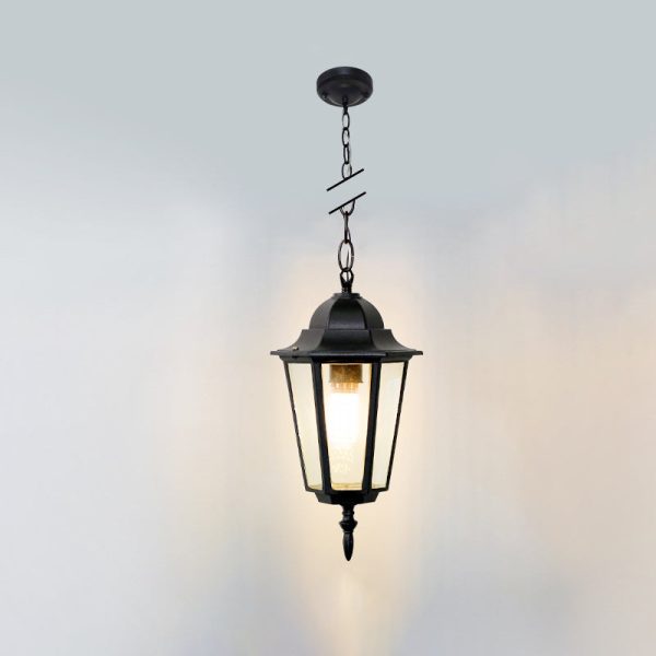 Traditional Vintage Waterproof Hexagonal Aluminum Acrylic 1-Light Pendant Light For Outdoor Patio - Image 8