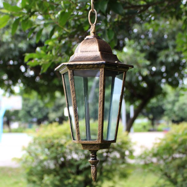 Traditional Vintage Waterproof Hexagonal Aluminum Acrylic 1-Light Pendant Light For Outdoor Patio - Image 6