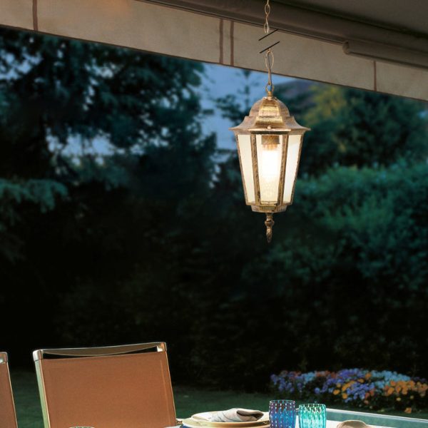 Traditional Vintage Waterproof Hexagonal Aluminum Acrylic 1-Light Pendant Light For Outdoor Patio - Image 2