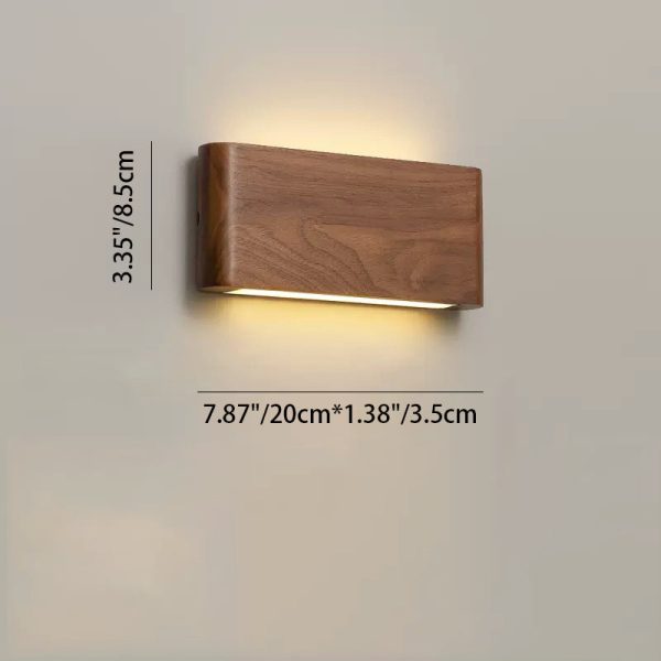 Modern Minimalist Rectangle Wood Aluminum PC Shade LED Wall Sconce Lamp For Bedroom - Image 4