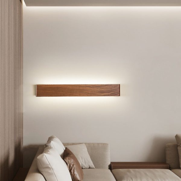 Modern Minimalist Rectangle Wood Aluminum PC Shade LED Wall Sconce Lamp For Bedroom - Image 13